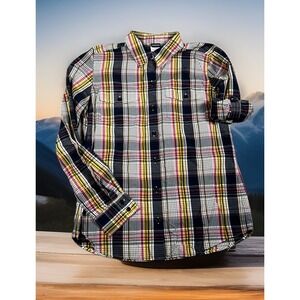 Patagonia Plaid Button Shirt Women 6 Long Sleeve Roll Up Woven Pockets Hiking